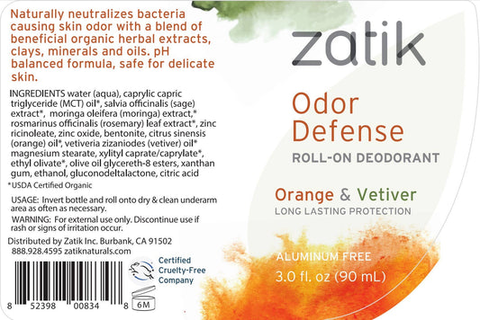 Odor Defense Roll-on Deodorant - Orange and Vetiver 3 oz
