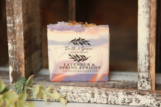 Lavender and Apricot Cold Process Bar Soap, 4.5 oz.