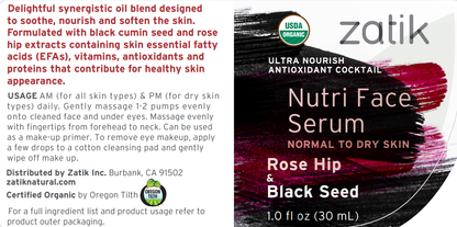 Nutri Face Serum, Rose Hip & Black Seed Antioxidant Cocktail