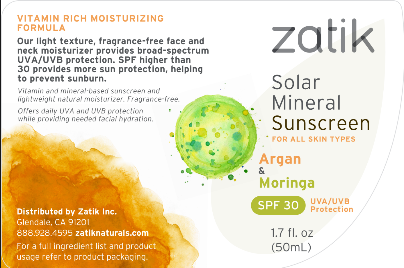 Solar Mineral Facial Sunscreen, Argan & Moringa, 1.7 oz: 1.7 oz