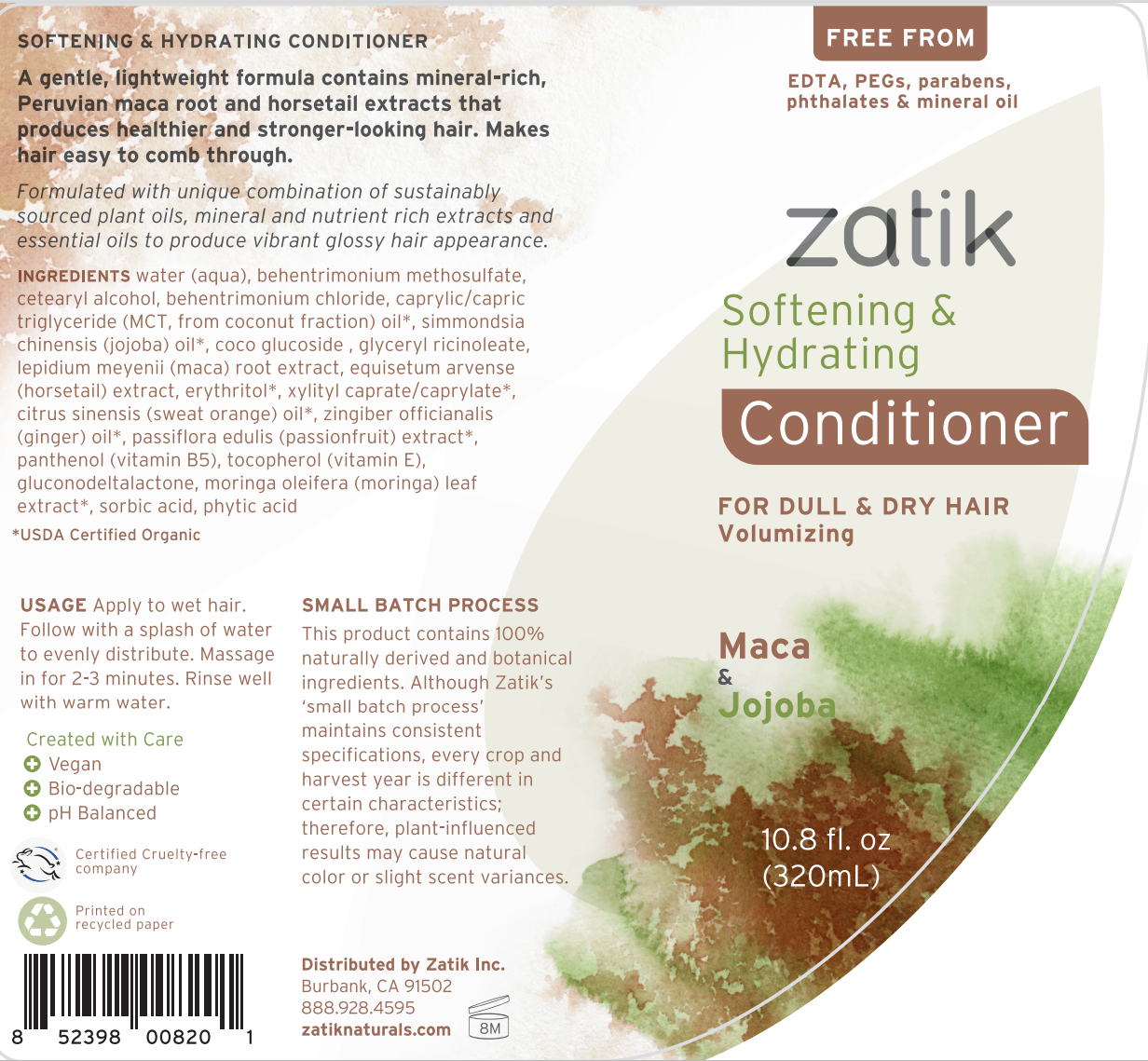 Softening & Hydrating Conditioner, Maca & Jojoba, 10.8 oz
: 10.8 FL OZ